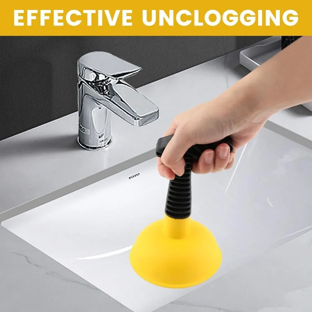 Sink Plunger Drain Clog Remover with Mini Short Handle, Easy Unclogging Tool for Kitchen Sink, Bathroom Toilet, Shower Tub, Yellow — image 5