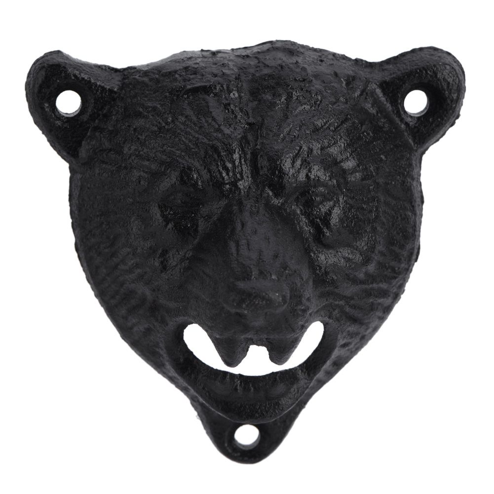 1Pc Cast Iron Bear Shape Wall Mounted Beer Soda Glass Bottle Cap Opener Kitchen Bar Tools Hot โ image 2