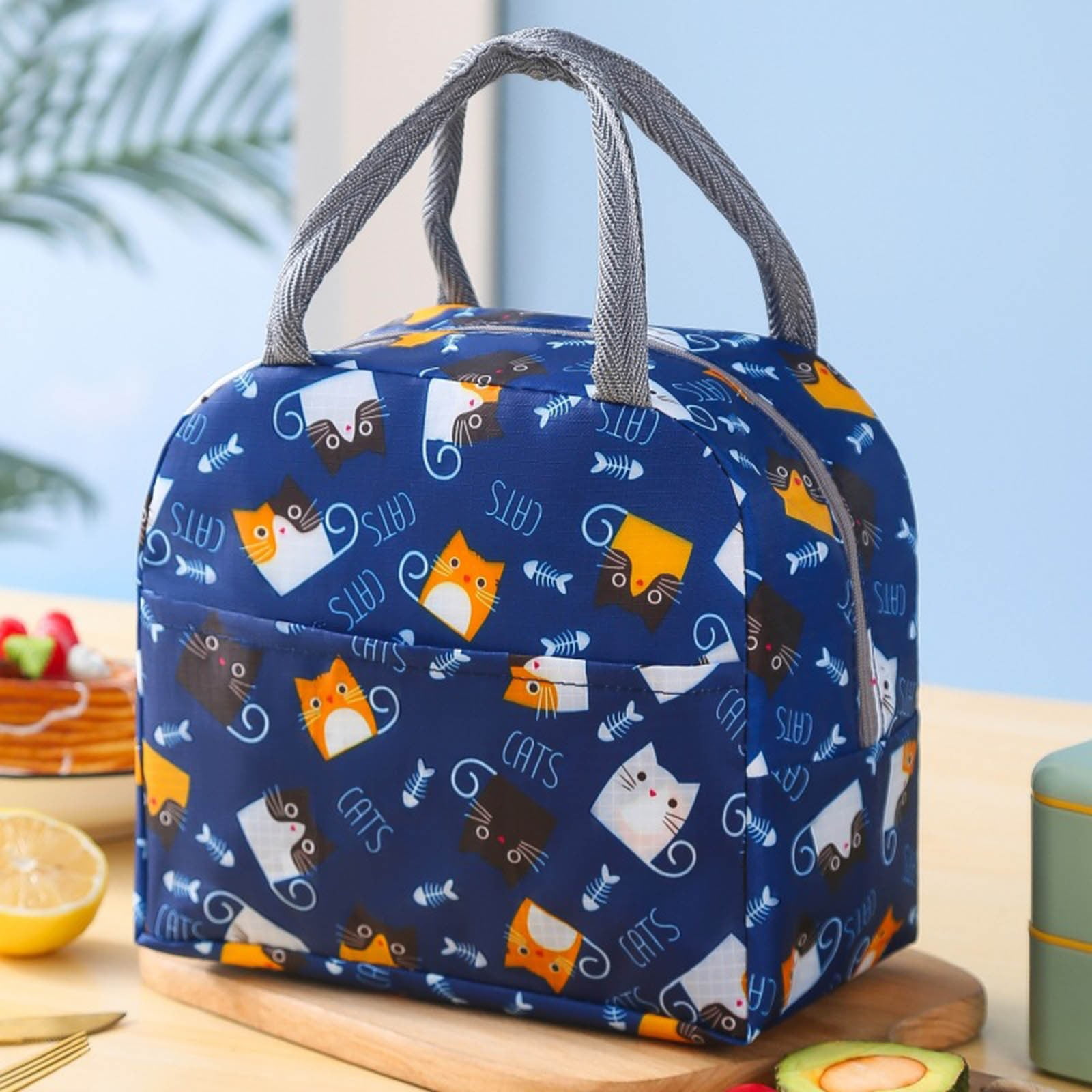 Back to School SuppliesPortable Insulated Lunch Bag Fast Food Insulated Bag 1Pc B Navy Blue Cat (Include: 1×Insulated Lunch Bag) Sale B — image 2