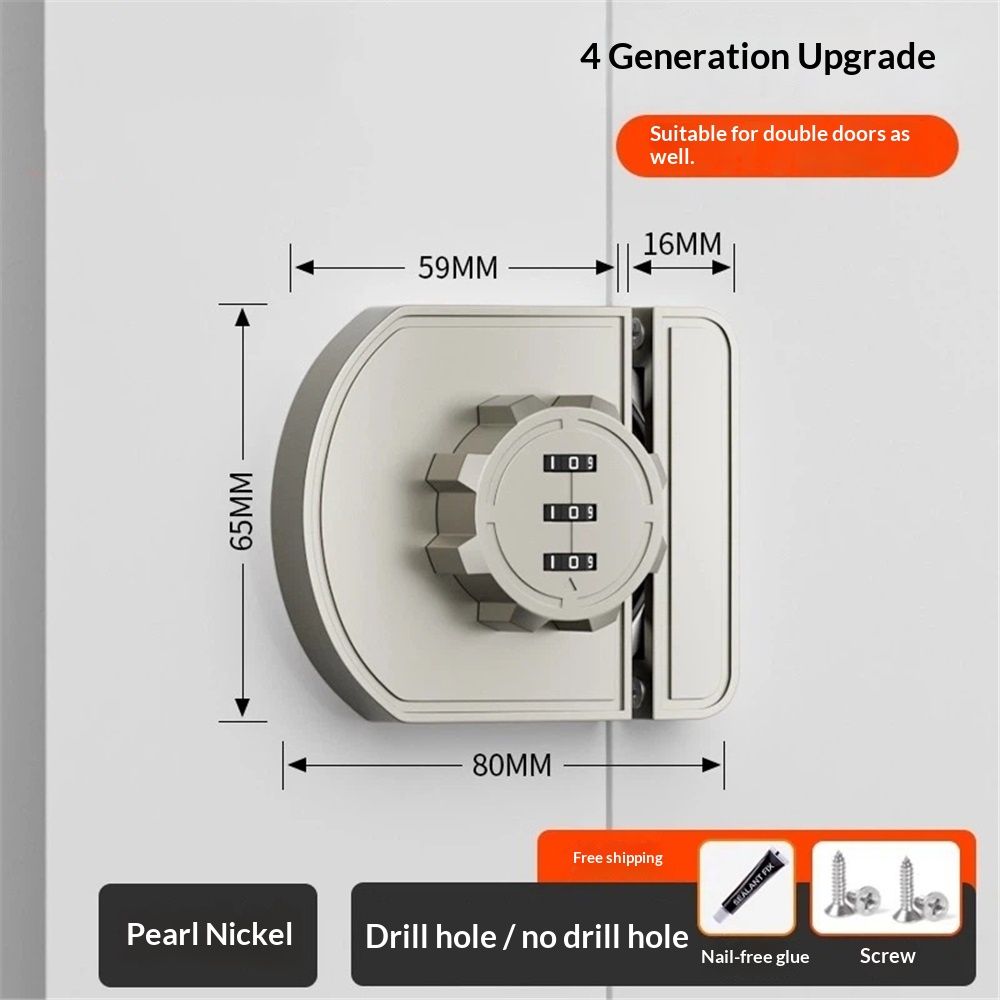 Cabinet Locks with Combination, Keyless Cabinet Lock, 3-Digit Anti Pry Combination Password Lock for Cupboard, Closet, Swinging/Sliding Door (1, pearl nickel) — image 4