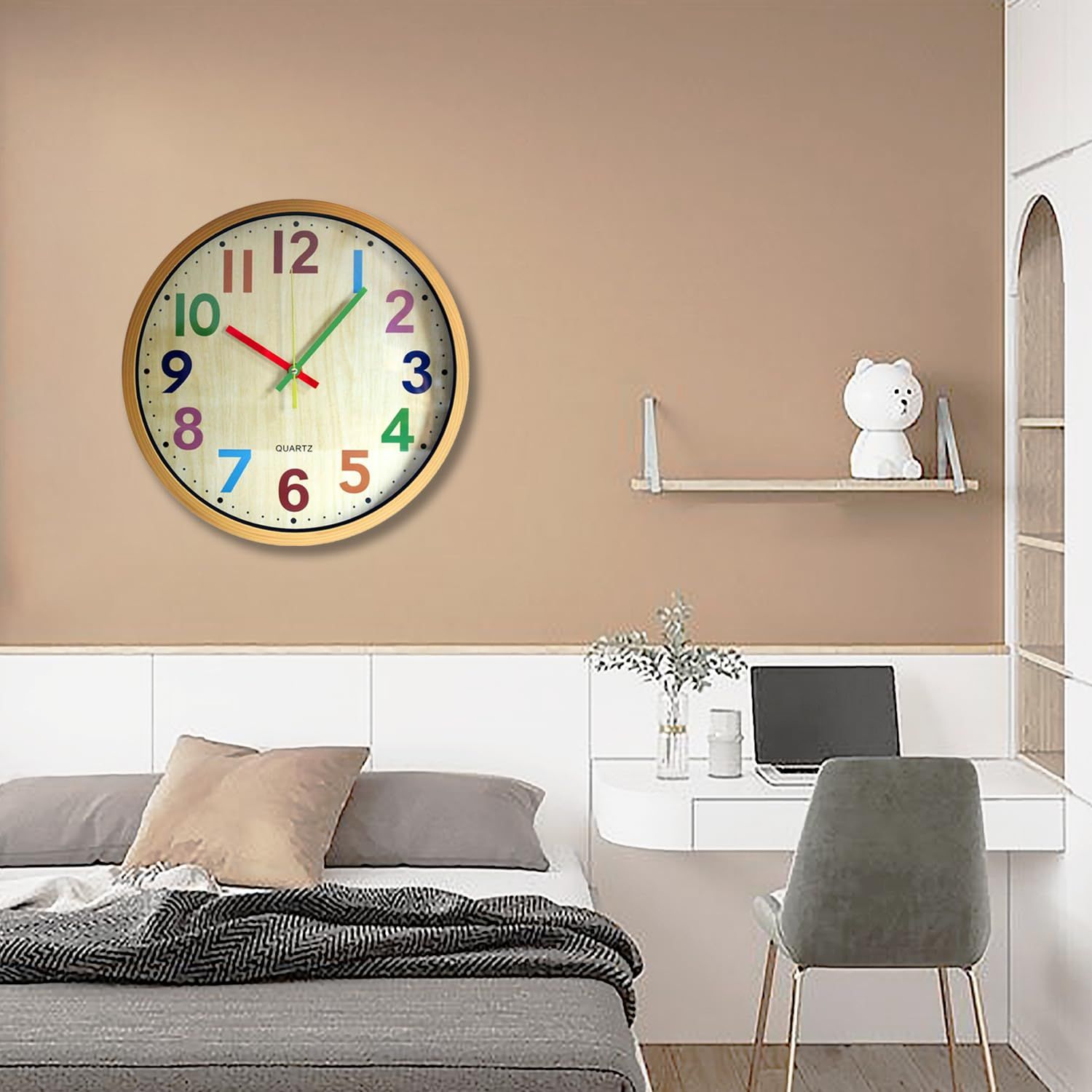 Wall Clock, 12 Inch Easy to Read Silent Non-Ticking Colorful Battery Operated Clock,for Bedroom,Living Room,Kitchen,Office(Yellow) — image 5
