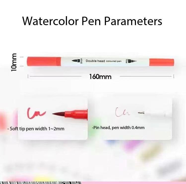Black 60 COLOURS Dual-Tip Watercolor Marker Set - Colors Washable Art Pens with Brush & Fine Tips for Students & Artists โ image 6