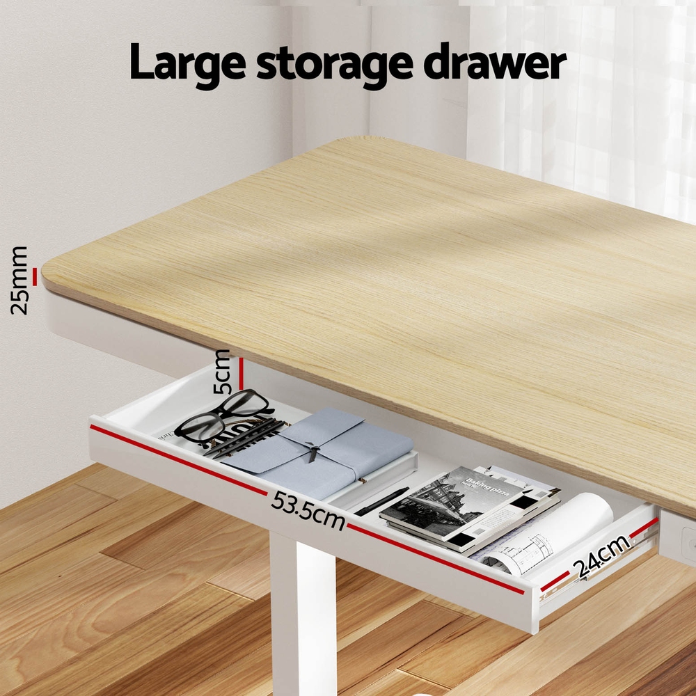 Artiss Standing Desk Motorised Electric Dual Motor Draw 120CM Oak — image 4