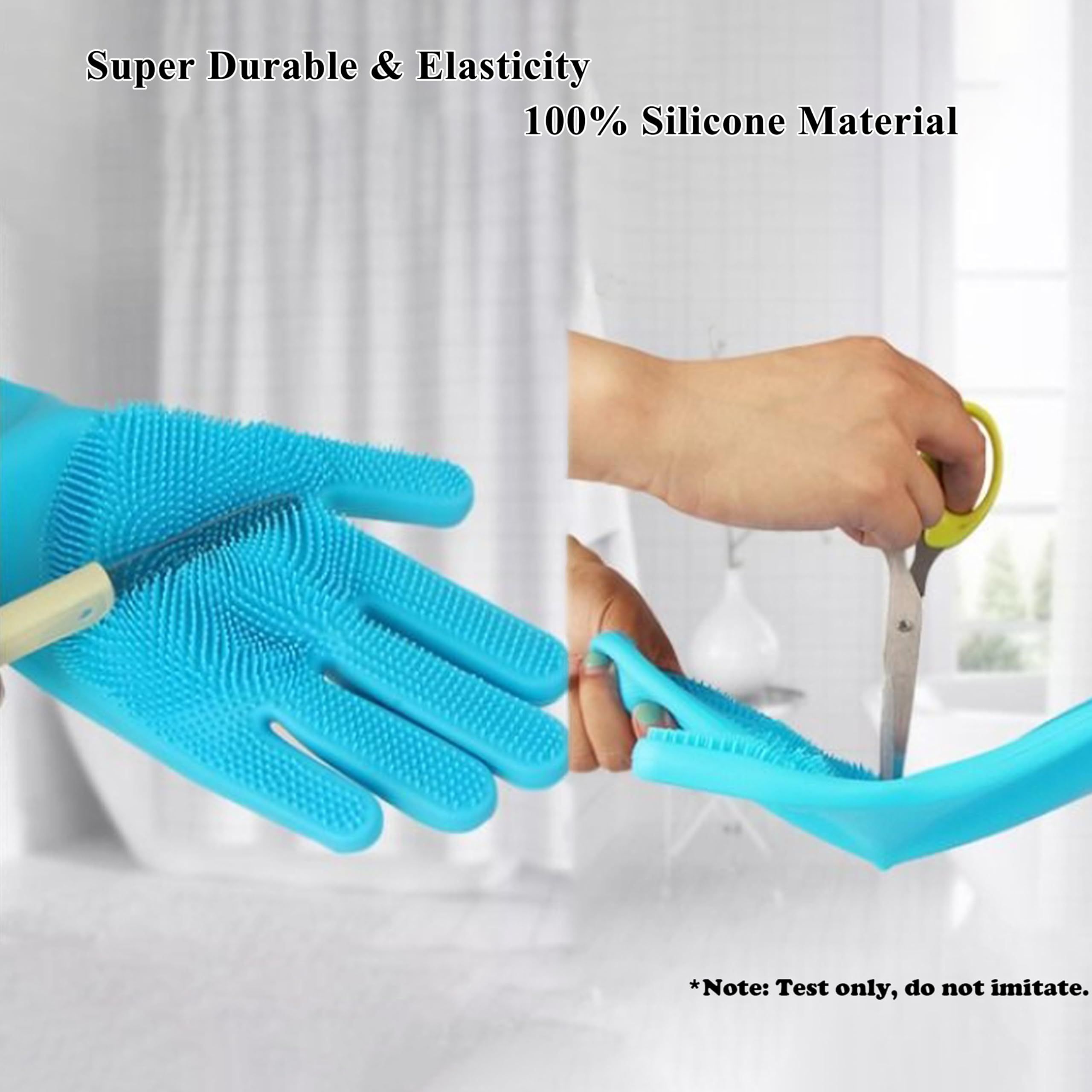 Pet Grooming Gloves, Heat Resistant Silicone Dog Cat Bathing Washing Mitts with High-Density Teeth and Enhanced (Blue, 1 Pair) — image 5