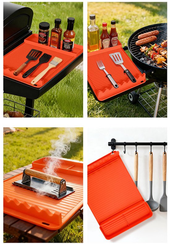 Silicone BBQ Grill Mat - 8-Slot Mat with Drip Tray - Heat-Resistant and Dishwasher-Safe - 40 × 27 cm - Black — image 4