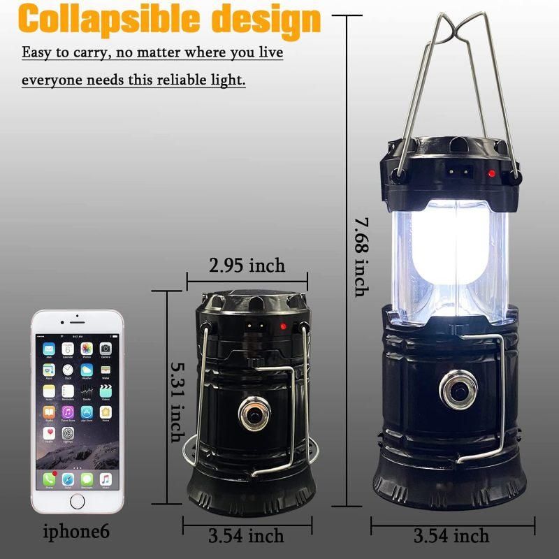 2 Pack Foldable Camping Lights, Solar USB Rechargeable Waterproof Portable Emergency Lights Black โ image 6