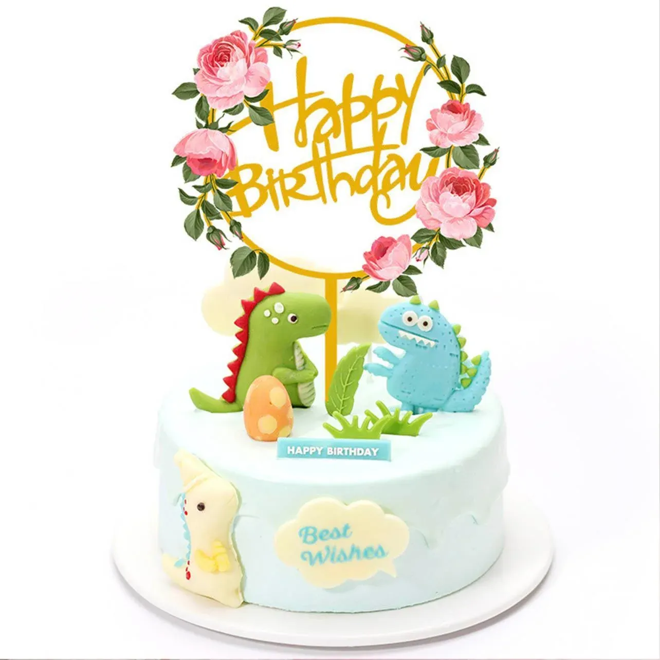 Happy Birthday Anniversary Wedding Cake Flowers Topper Acrylic Party Decorations - NO.14 โ image 3