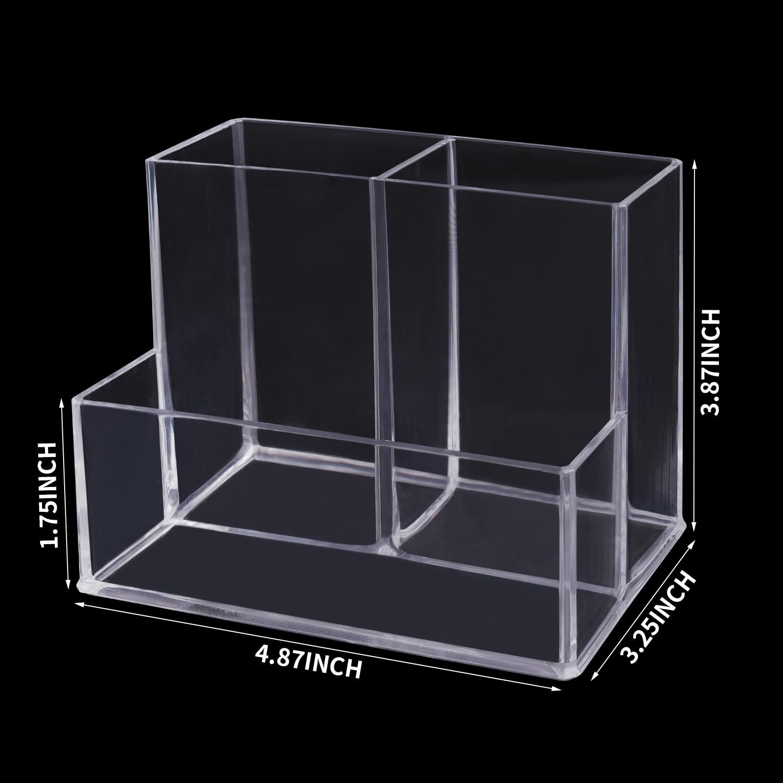 Desktop Clear Pen Holder with 3 Compartments, Acrylic Pencil Holders, Desk Organizers and Accessories โ image 3
