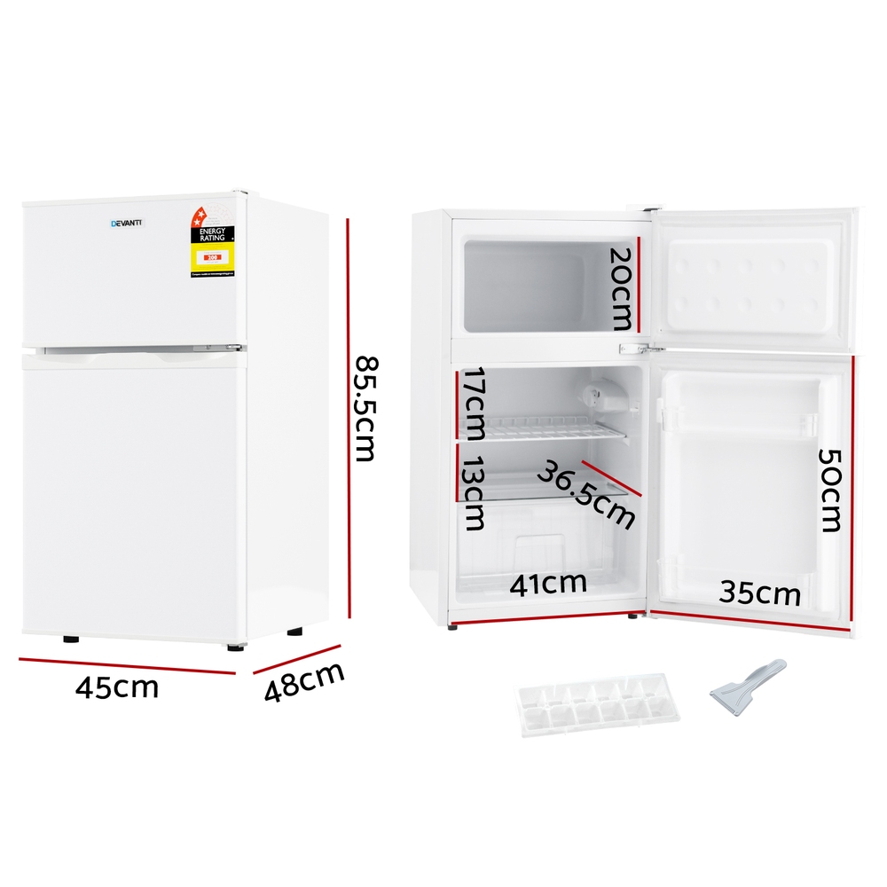 Devanti 85L Bar Fridge Mini Freezer Refrigerator White β image 2