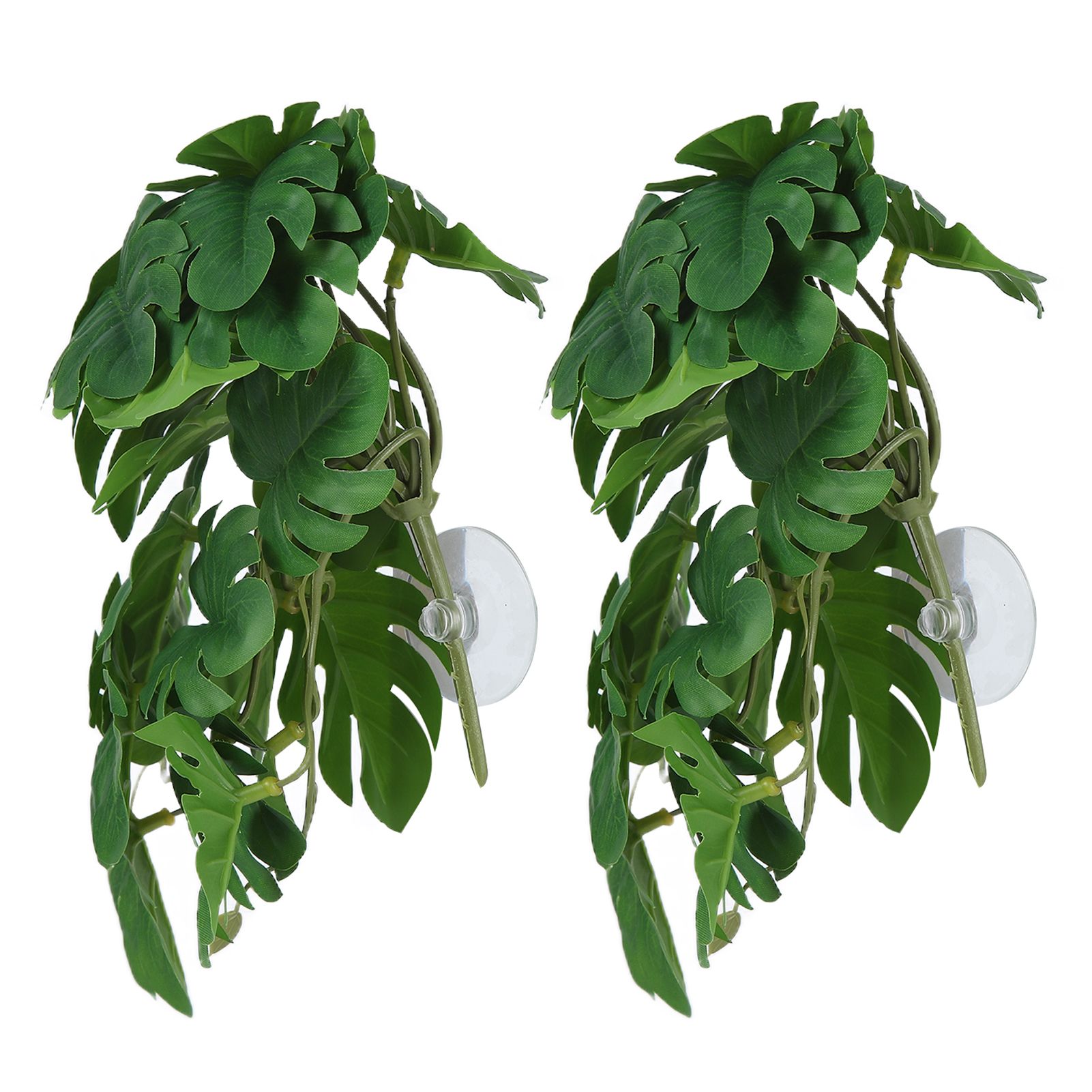 2PCS Artificial Water Plant Simulation Vine Lifelike Plastic Leaves Decoration with Suction Cup for Fish TankMonstera Leaves — image 4