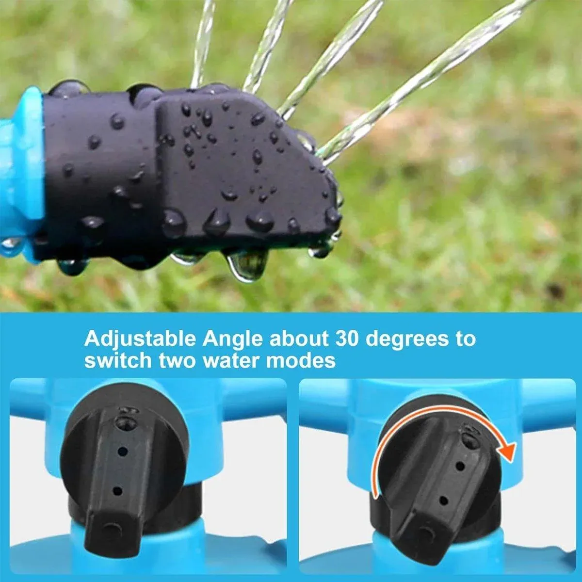 Small Disc Sprinkler 360 Degree Rotating Garden Sprayer Three Prong Spray Water - Blue — image 6