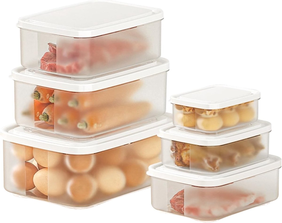 Diepvriesbakjes - Diepvriesbakjes Met Deksel - Voedselcontainers - Duurzame Snackdoosjes - Snoep Opbergdoos - Picknickdoos - Set van 6 plastic