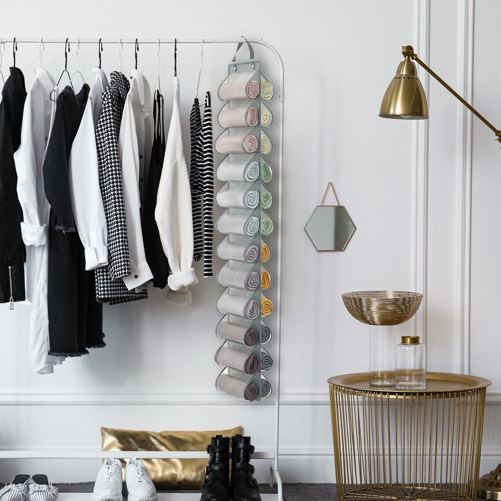 Legging Storage Bag Storage Hanger Closet Organization Holds 24 Leggings or Shirts, Jeans, and More - Grey — image 2