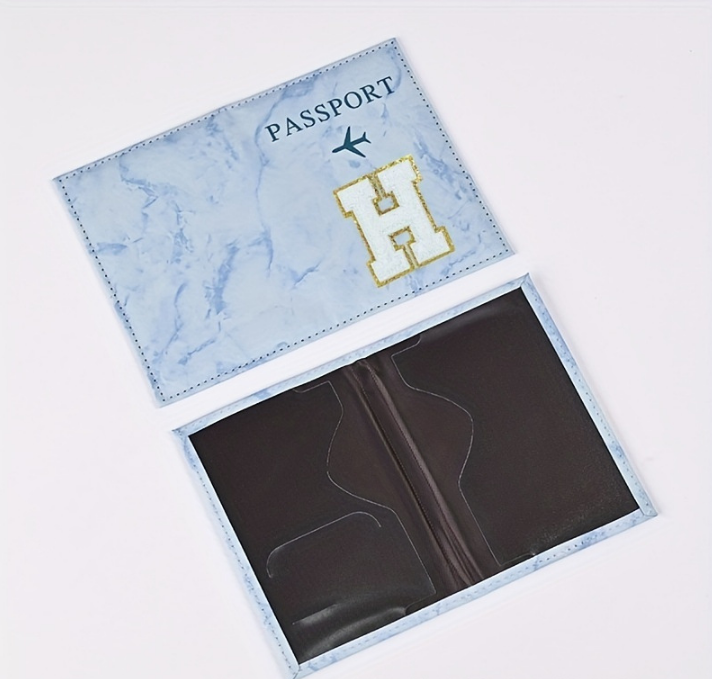 Fashion Initial Letter Passport Holder Stylish Travel Wallet Cover with Alphabet Pattern – Design I — image 3