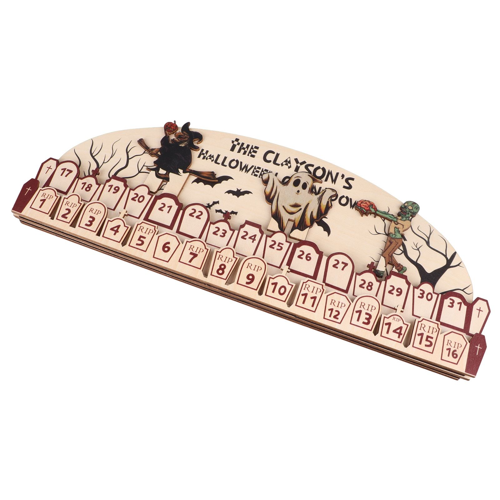 Halloween Advent Calendar 2023 31 Days Halloween Moving Wooden Block Countdown Calendar for Home Decor Holiday Ornament Gift โ image 4