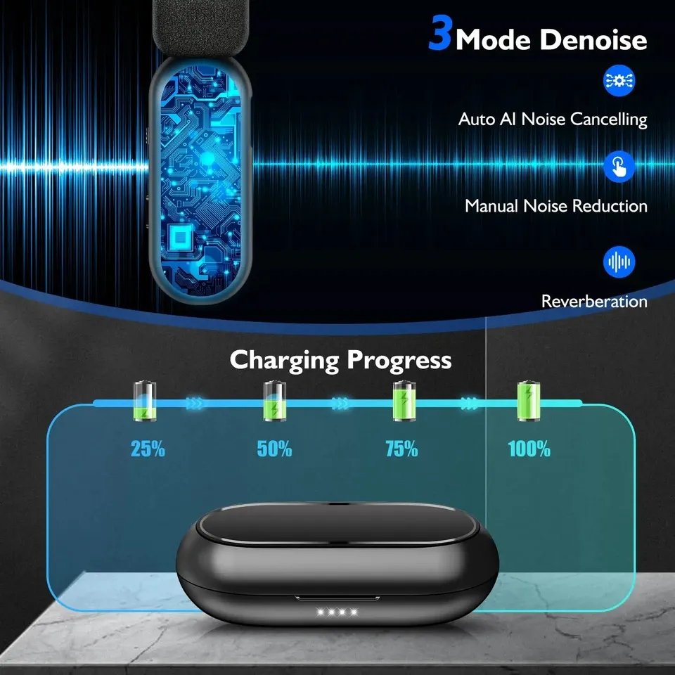 HRIDZ Wireless Lavalier Microphone fast connection Port Mic For Apple iPhone ipad Vlog Live Stream — image 4