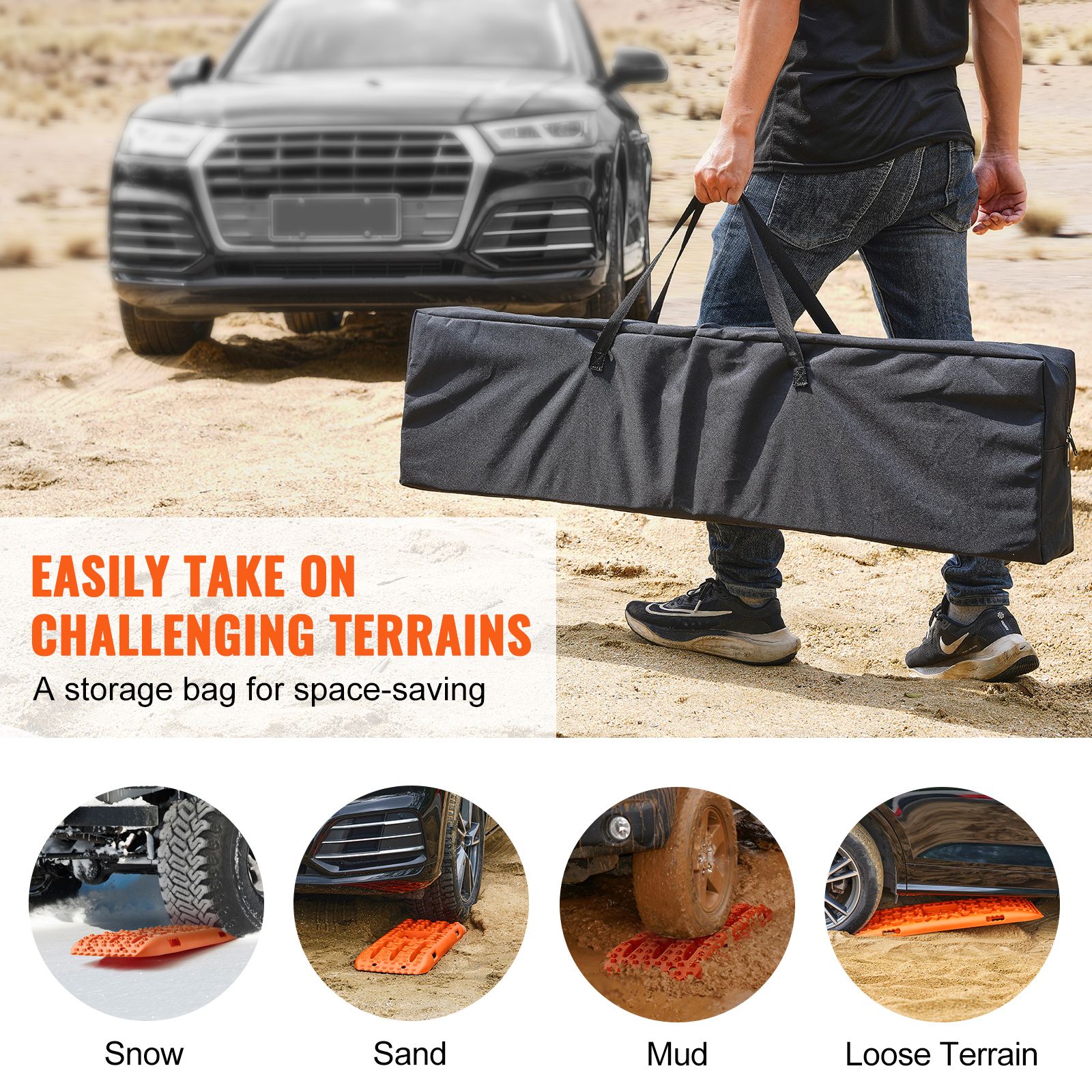 10 TON Traction Boards with PP Material, Recovery Boards for Off-road Vehicles/Cars/Pickups/SUVs/RVs, Pair Tire Traction Mats on Snow, Sand, Mud and Loose โ image 6