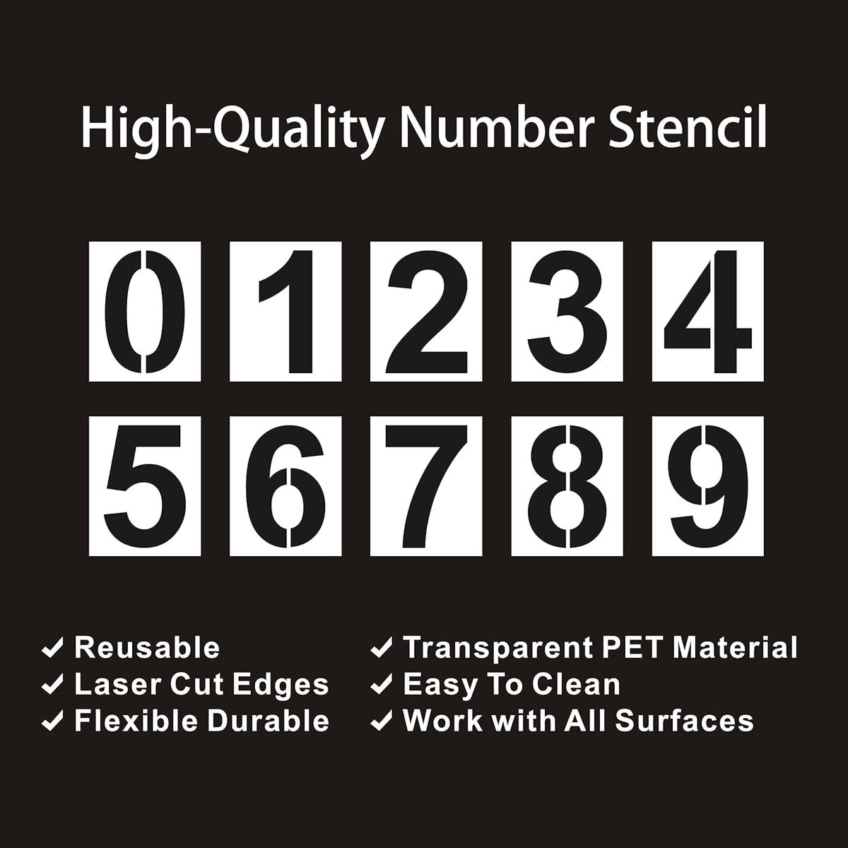 Number Stencil Set - Address Stencils 0-9 - Reusable Plastic Number Stencils - Cake Stencils - Paint by Number Stencils 6 inch โ image 3