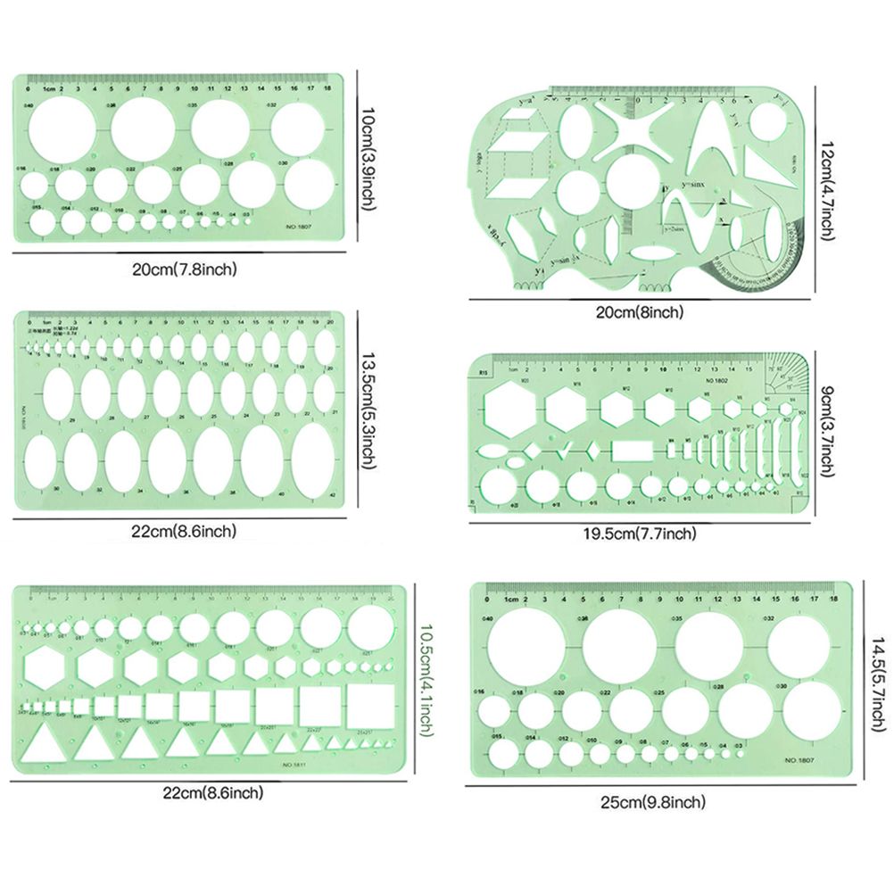 9Pcs Drawings Templates Measuring Geometric Rulers Plastic Draft Rulers for Engineering Building Studying and Designing โ image 5
