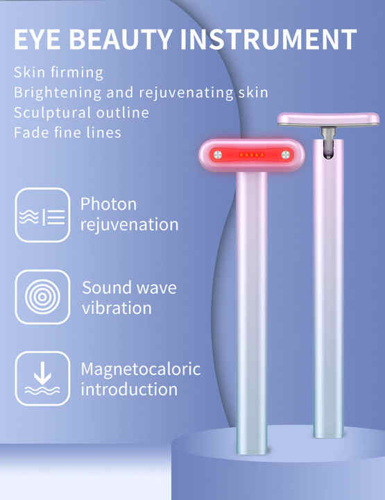 Gradient Pink Eye Massager for Dark Circles and Puffiness, Portable EMS Microcurrent Beauty Device for Skin Firming, Wrinkle Reduction, and Eye Care β image 3