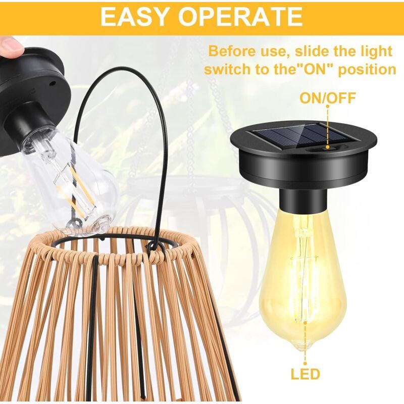 2 Pcs Bulb Outdoor Solar Outdoor Garden Solar Lamp Spare with Bulb Led Glossy Solar Lantern Cover of Spare for of Garden Outdoor Pendant — image 4