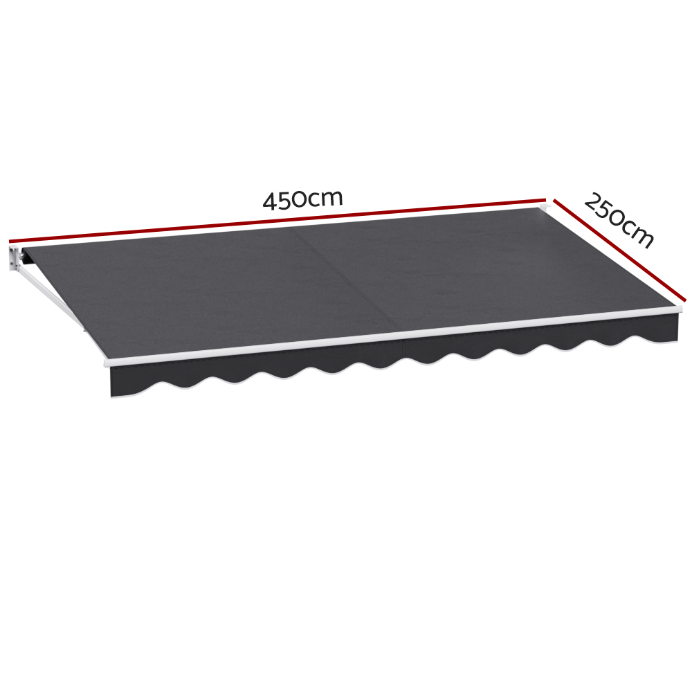 Instahut Retractable Folding Arm Awning Motorised Sunshade 4.5Mx2.5M Grey — image 2