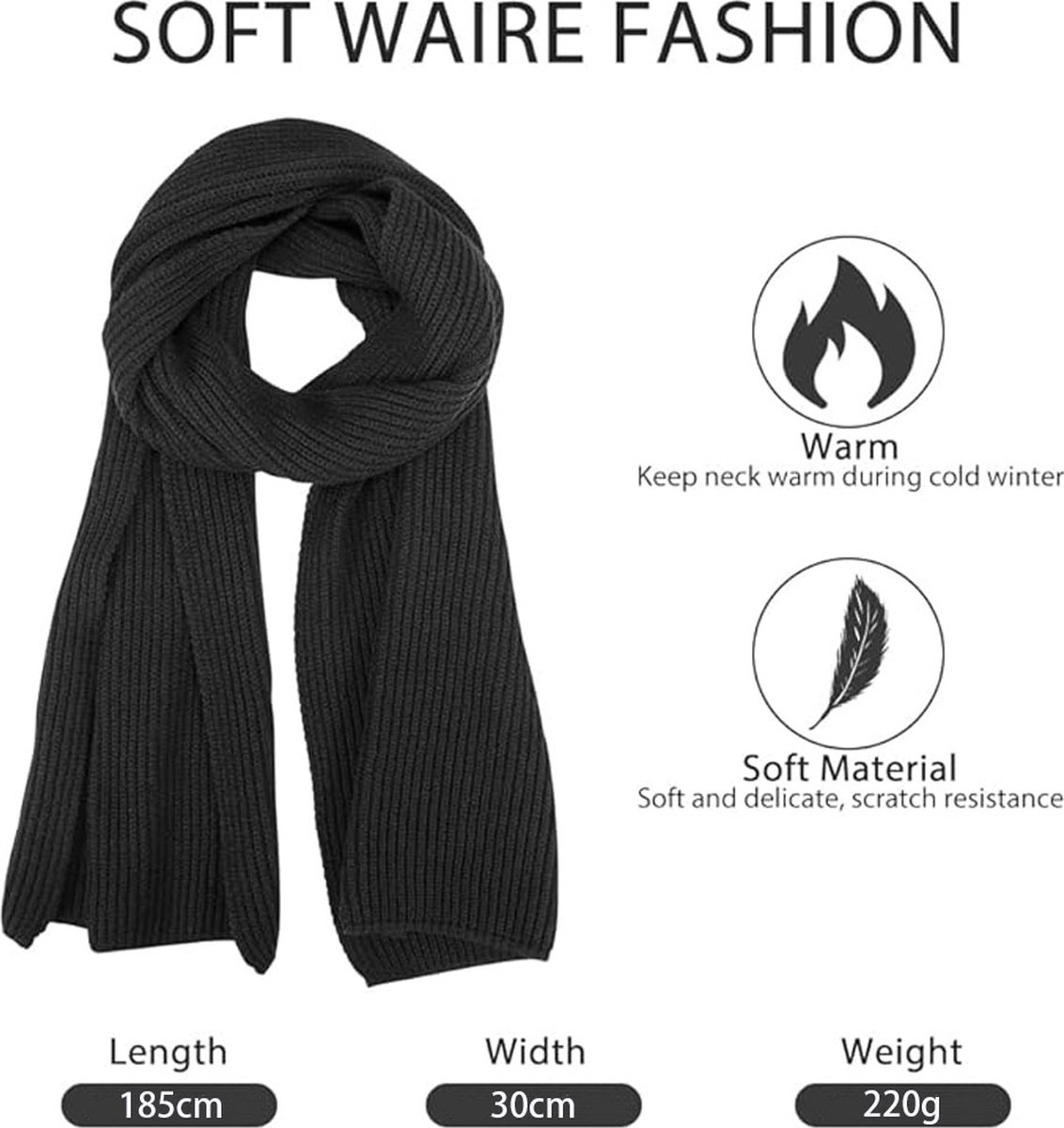 Knitted Scarf for Women & Men - Warm Winter Scarf - Small Scarf - Unisex - Oblong Scarf - Wool Scarf - Winter Warm & Soft - Men's Scarf - Women's Scarf — image 5