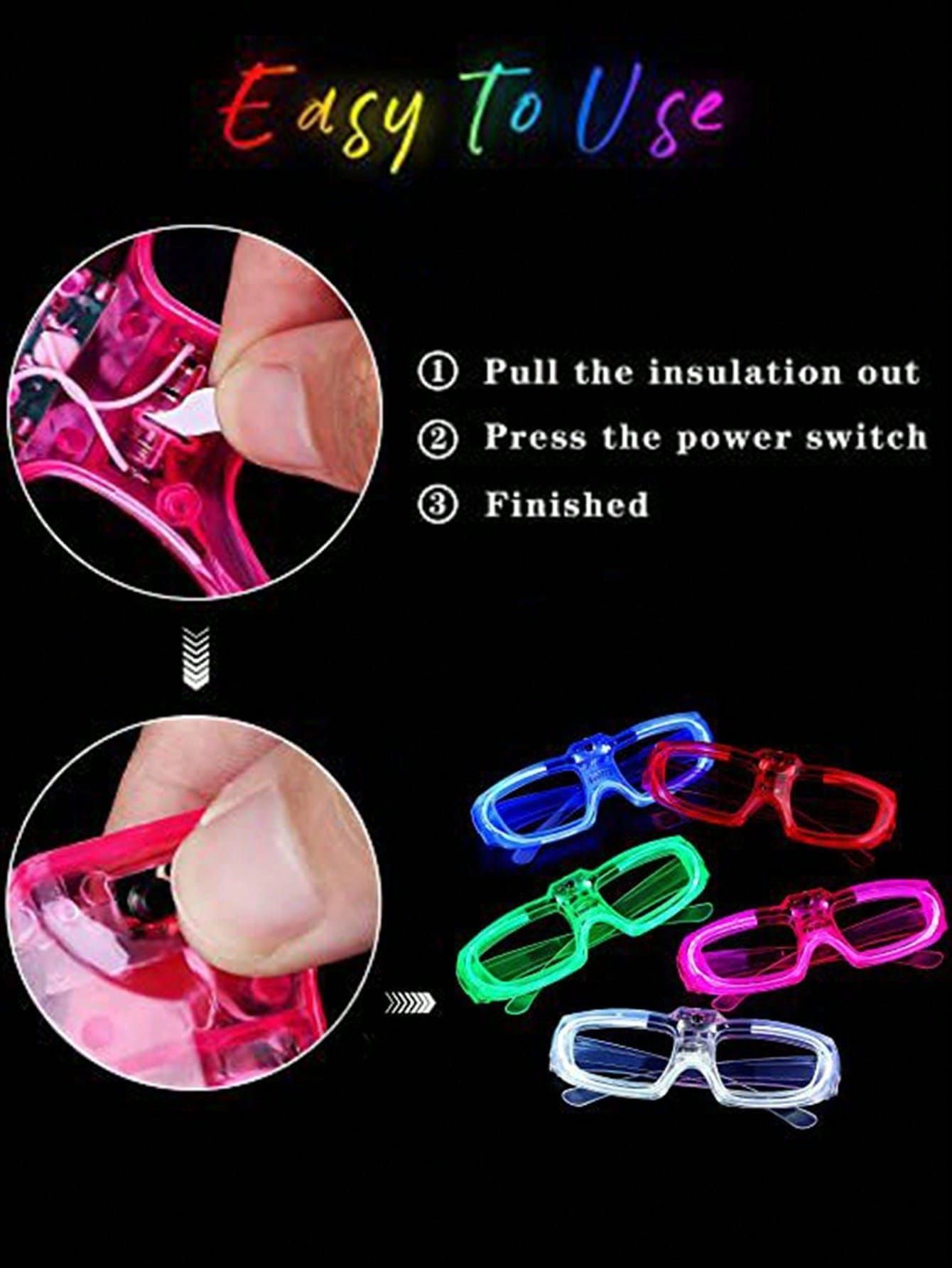 8Pcs LED Light Up Glasses – Assorted Colors, Double Shading Cover, Flashing Luminous Glasses for Dark Environments, Party Favors for Weddings, Birthdays, New — image 3