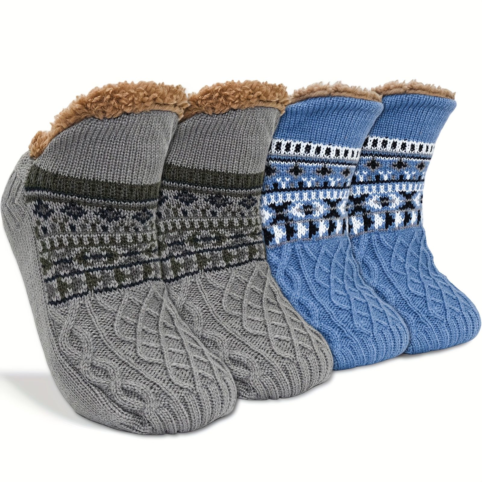 Men's Fleece-Lined Anti-Slip House Socks โ Warm, Cozy, and Secure for Indoor Wear with Plush Sherpa Lining and Silicone Grip Dots (XL, Grey) โ image 3