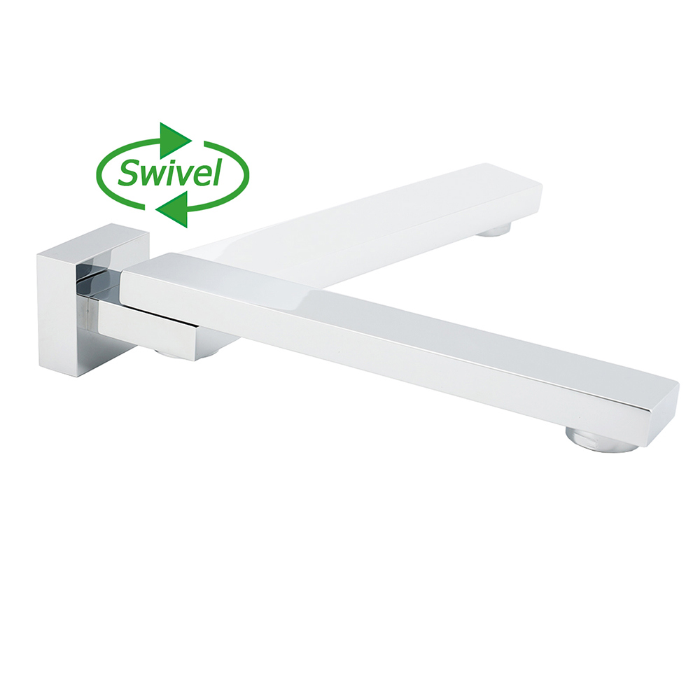 Chrome Square Stainless Steel Shower Bathtub Water Spout Faucet Outlet Tap 180° Swivel Set — image 4