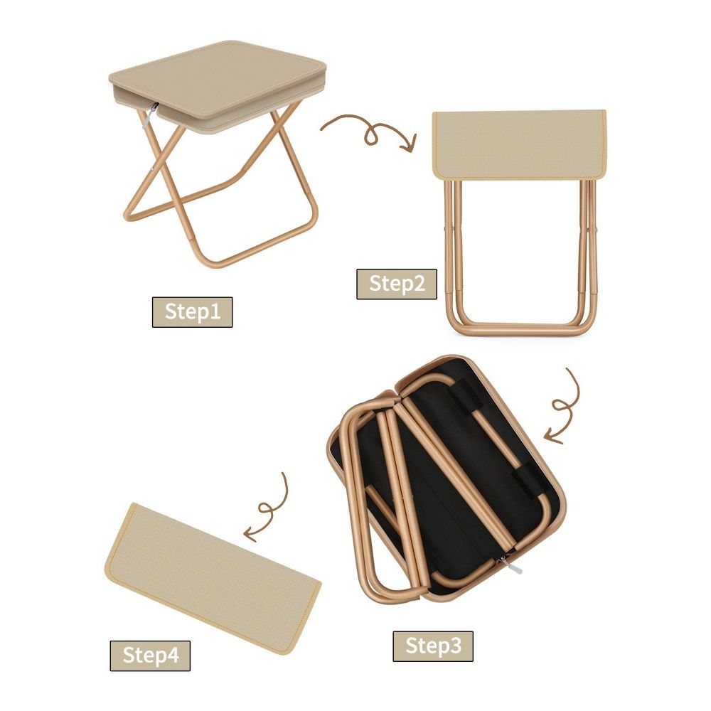 12.5" Foldable Portable Camping Stool Heavy Duty 264lbs for Adults, Lightweight Travel Stool with Carry Bag, khaki β image 2