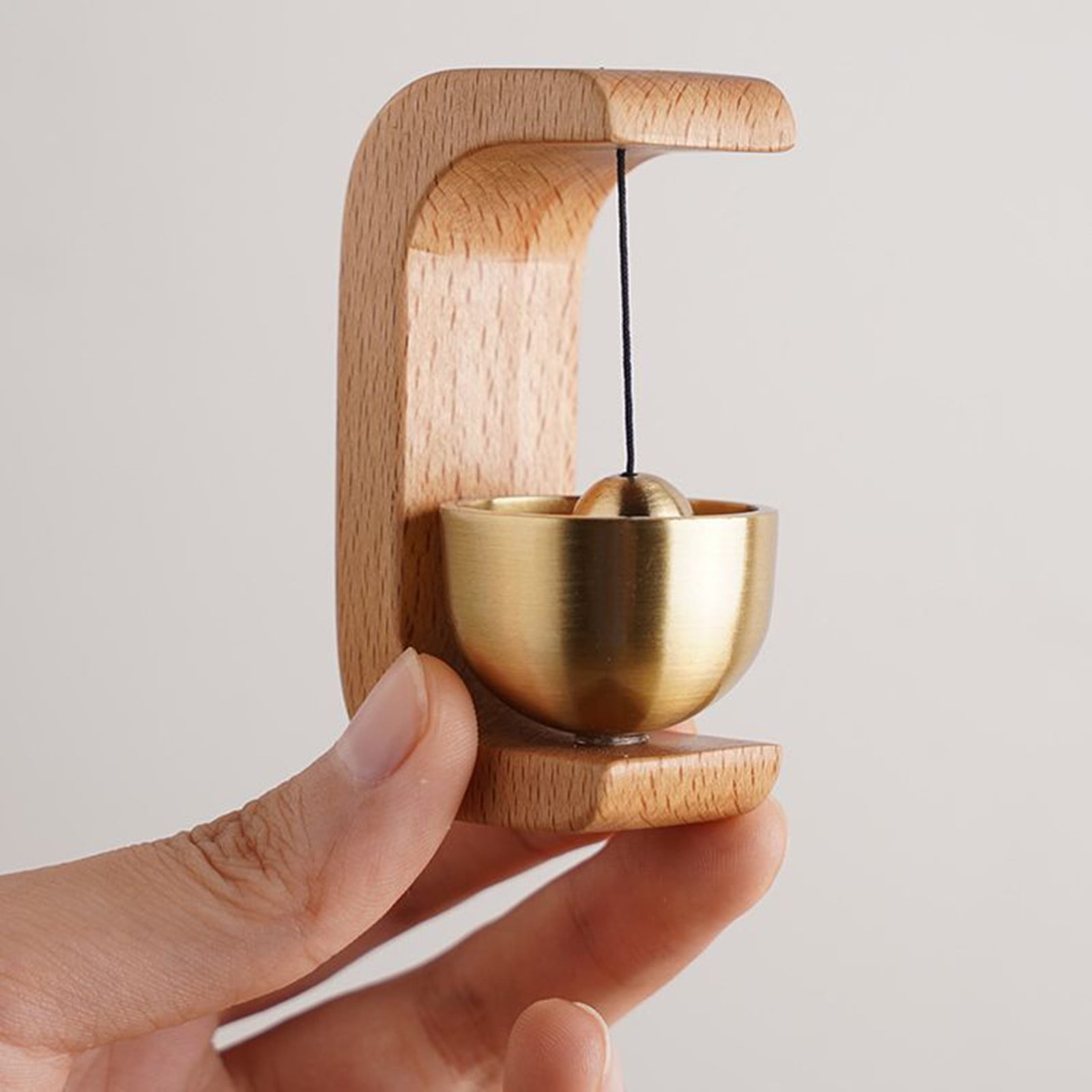 Magnetic Wooden Doorbell Chime with Brass Bell, Shopkeeper Style Entry Alert for Doors, Shops and Home Entrances, Brown — image 4