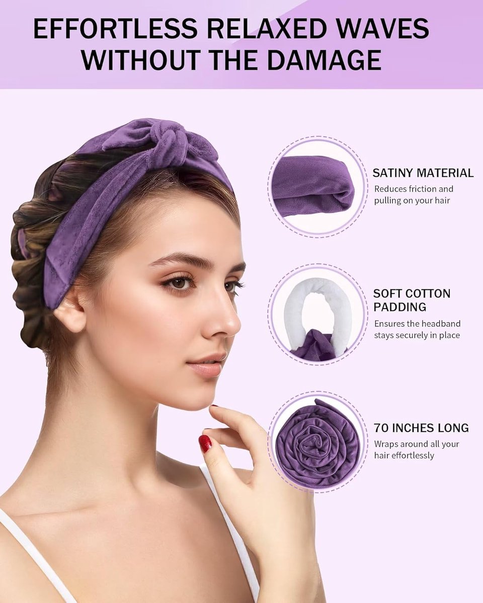 Heat-free hair curlers -Curling rollers- curling set- Blow-dry effect without heat overnight - Soft cap and sleepy bow design - Comfortable curls while you — image 4
