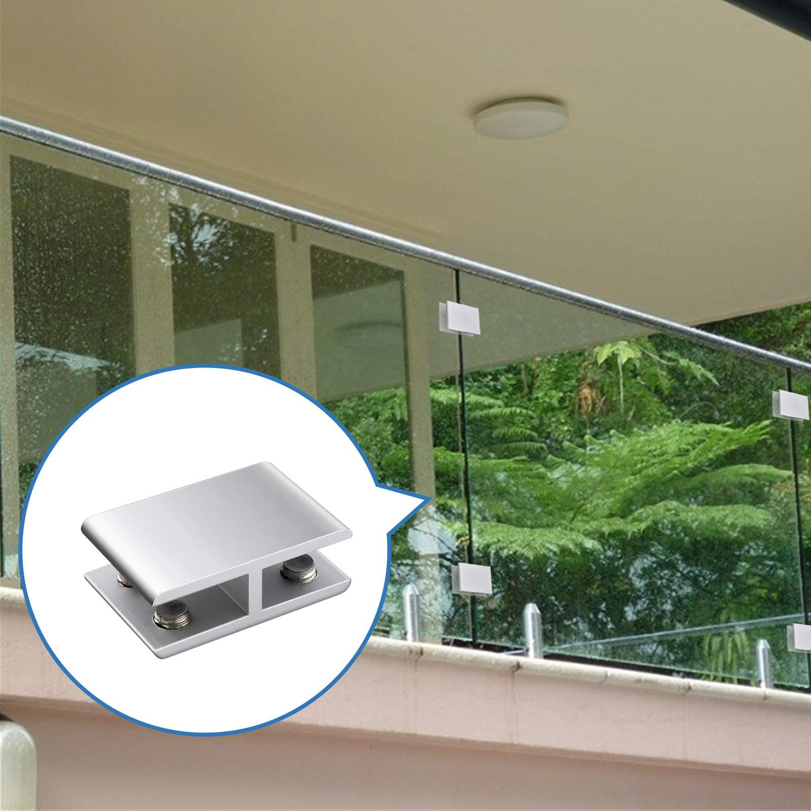Glass Clamp, 4 Pack Adjustable Double Side Aluminum Alloy Glass Shelf Support Bracket, Glass Clip Clamp Holder for 10-12mm Thickness — image 3
