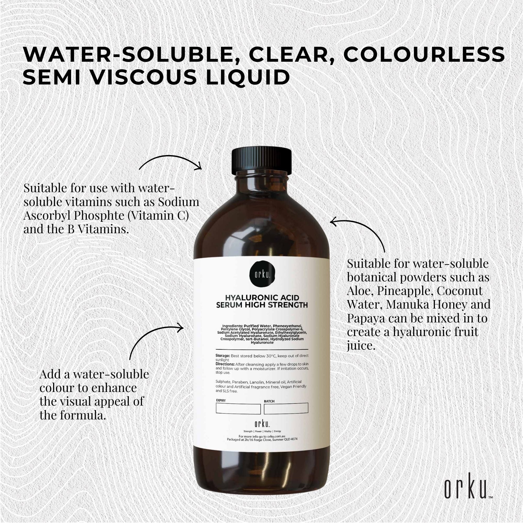 500ml Hyaluronic Acid Serum - High Strength Bulk Cosmetic Face Skin Care — image 5