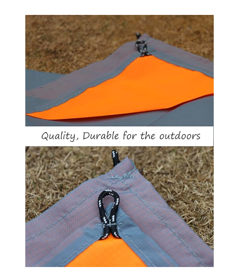 Grey And Orange Portable Waterproof Camping Mat - Foldable Picnic and Beach Blanket โ image 2