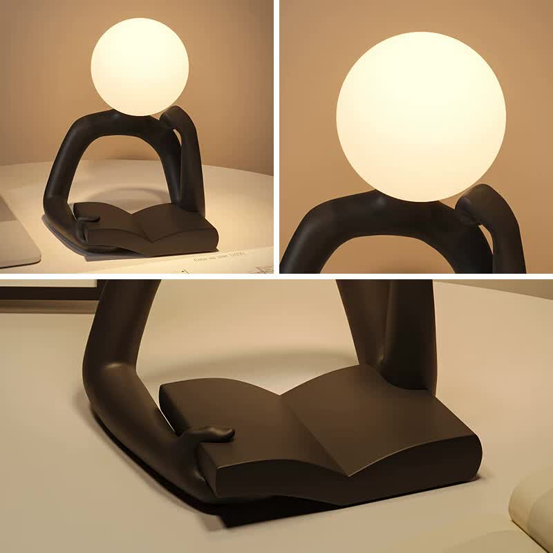 Black Creative Book Reader Desk Lamp - USB Powered, Modern Resin Design — image 2