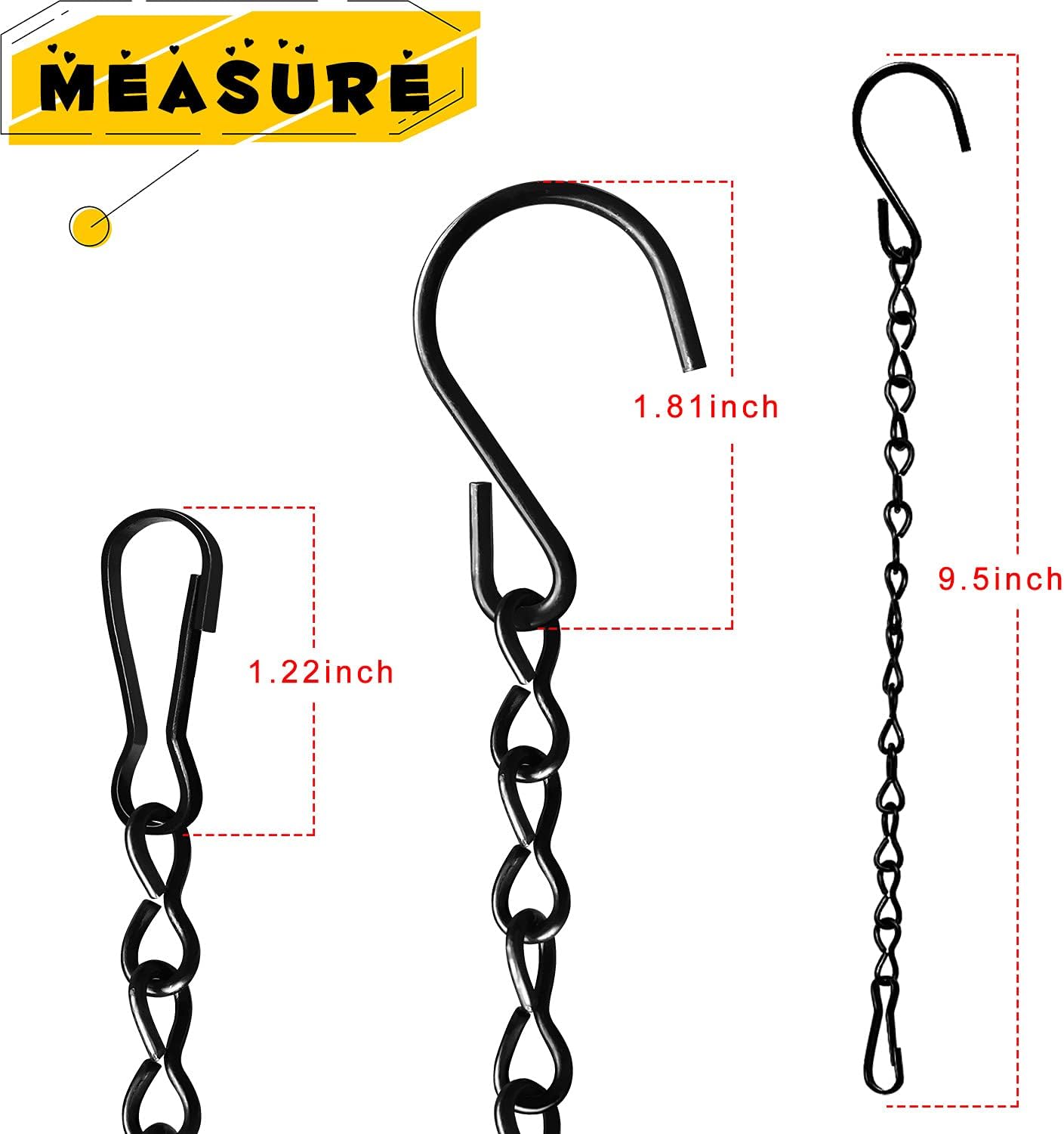 12 Pack 9.5 Inch Hanging Chain for Bird Feeders, Planters, Lanterns, Wind Chimes, Billboards, Chalkboards and Ornaments (Black) โ image 2