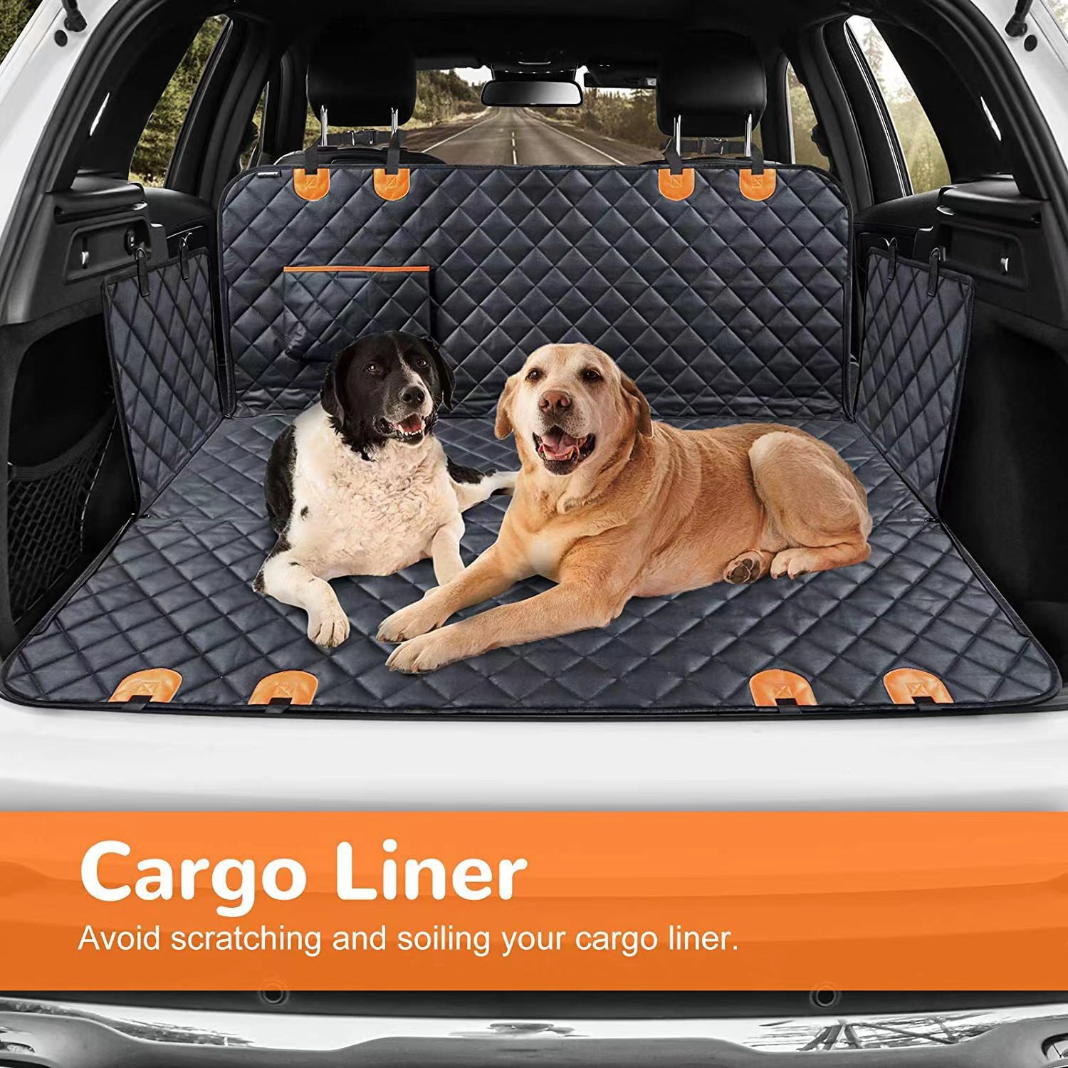 Waterproof Dog Car Seat Cover with Scratch-Resistant Quilted Fabric and Non-Slip Backing for Rear Seats and Travel, Black โ image 3