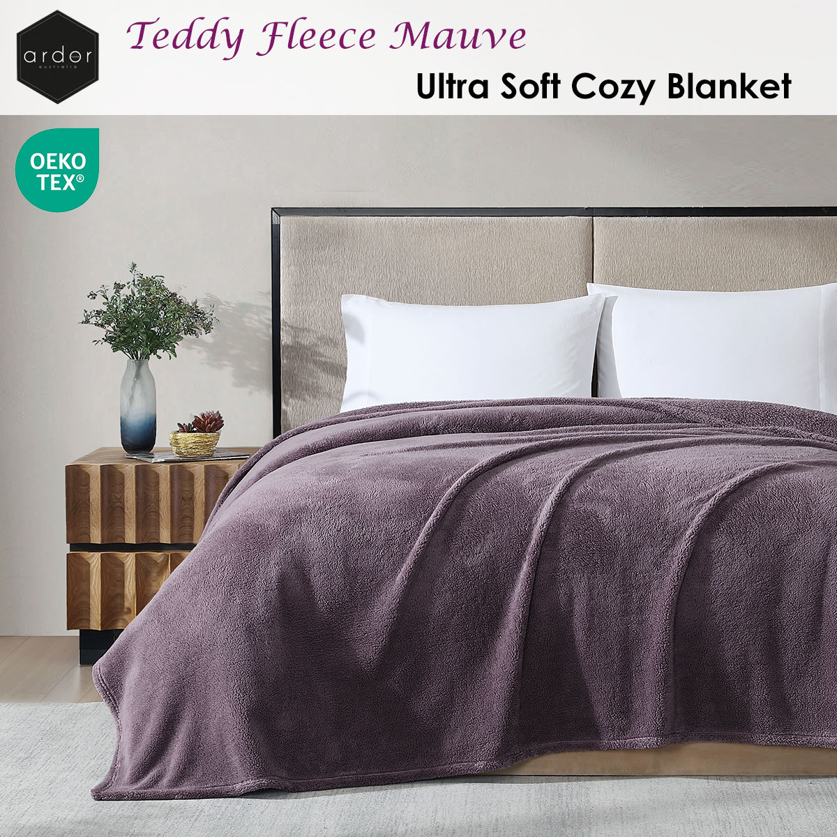 Ardor Teddy Mauve Ultra Soft Cozy Fleece Blanket Queen โ image 2