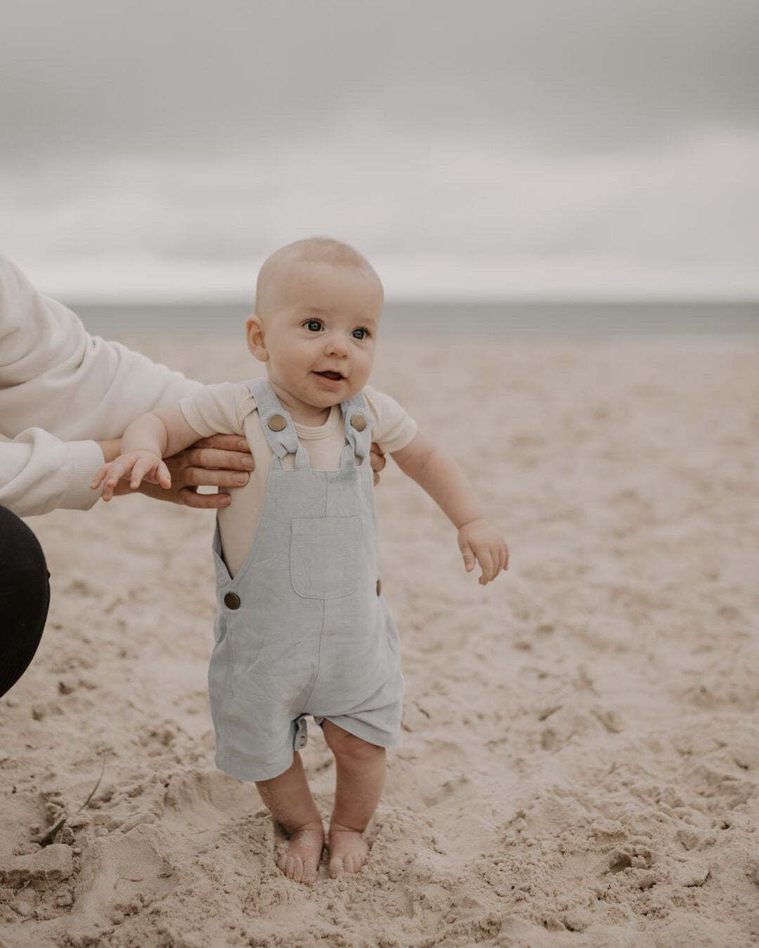 Ponchik Babies + Kids - Cotton Dungaree Overalls - Capri Blue — image 5