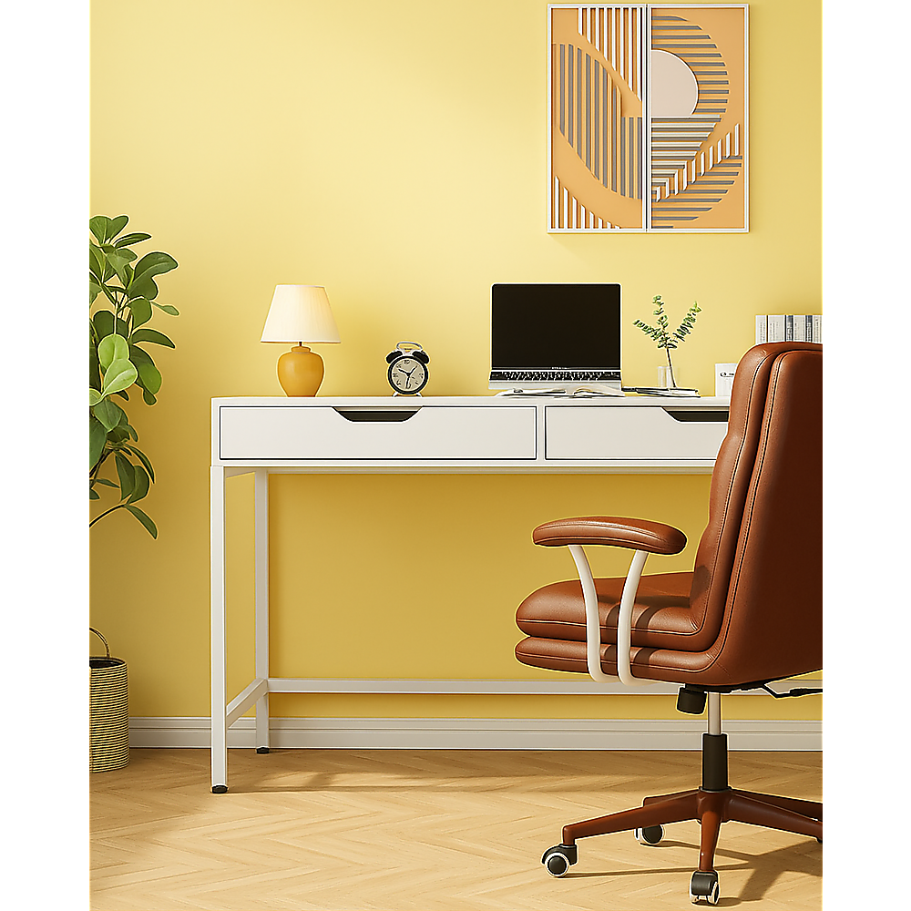 White Computer Desk – Modern PC Laptop Table for Gaming, Home Office, or Study Space Furniture — image 5