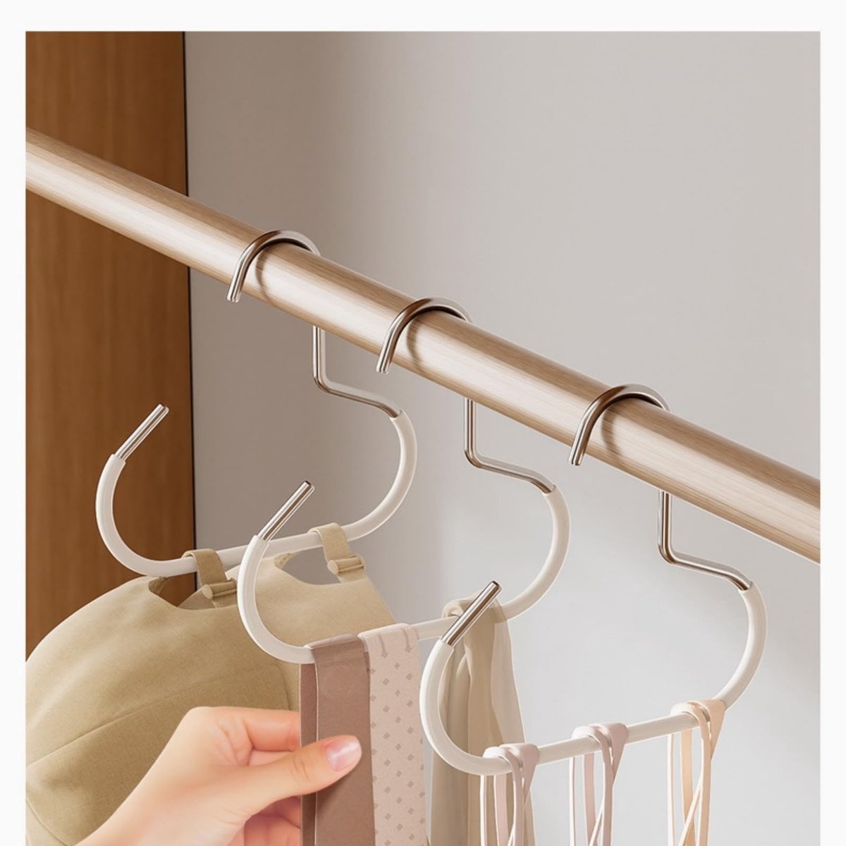 10-pack - Non-slip - Space-saving - Storage rack - Wardrobe belt/scarf hooks - Suitable for displaying hats, vests, ties, shawls (white) — image 2
