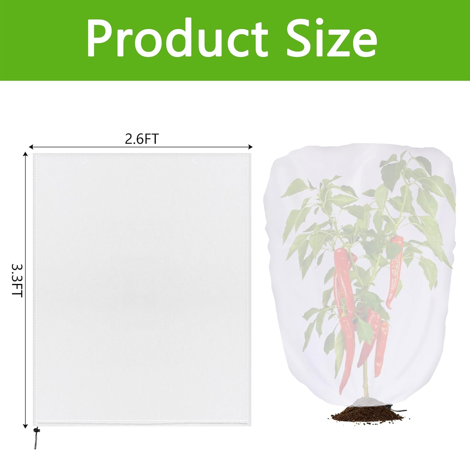 3.3 x 2.6Ft Garden Plant Shade Cover with Drawstring, Non-Woven Garden Shade Sun Protection Plants Cover, White Light Refraction Fruit Tree Sunshade Cloth for โ image 2