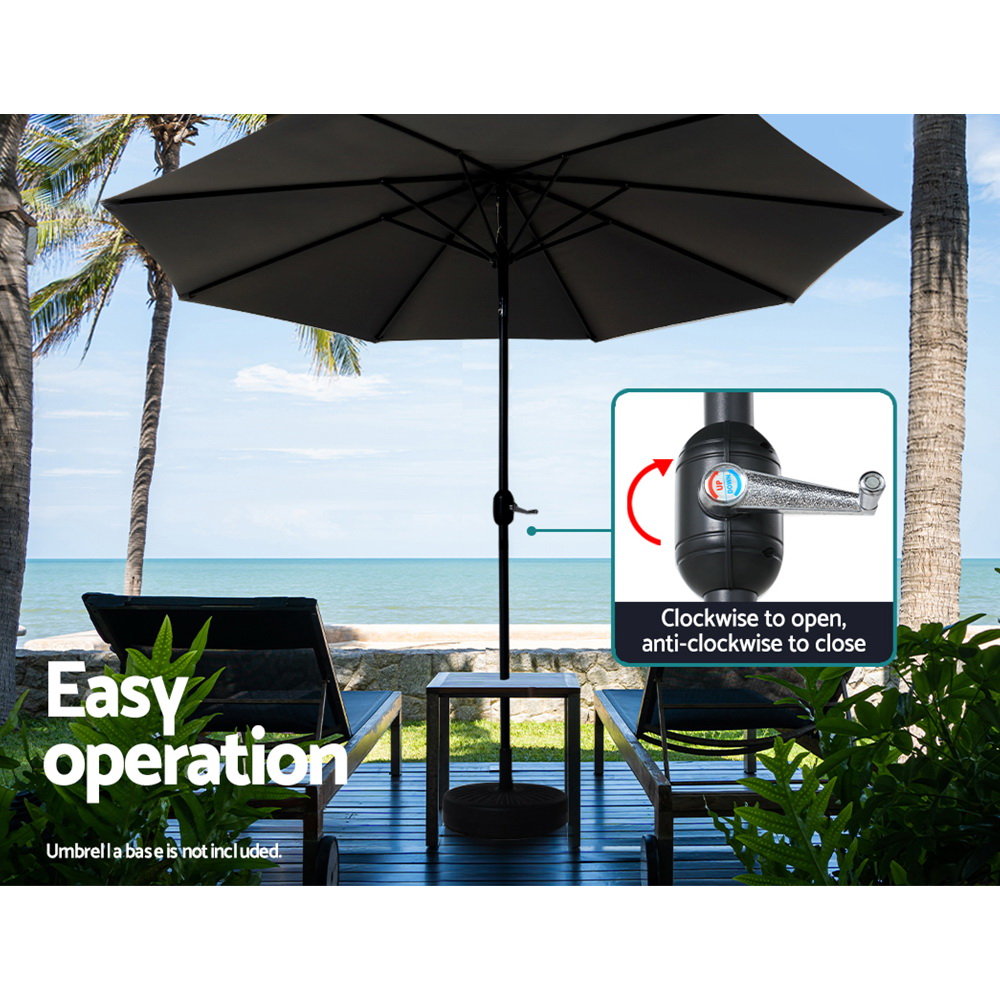 Instahut 2.7m Outdoor Umbrella w/Base Pole Stand Garden Beach Black โ image 4