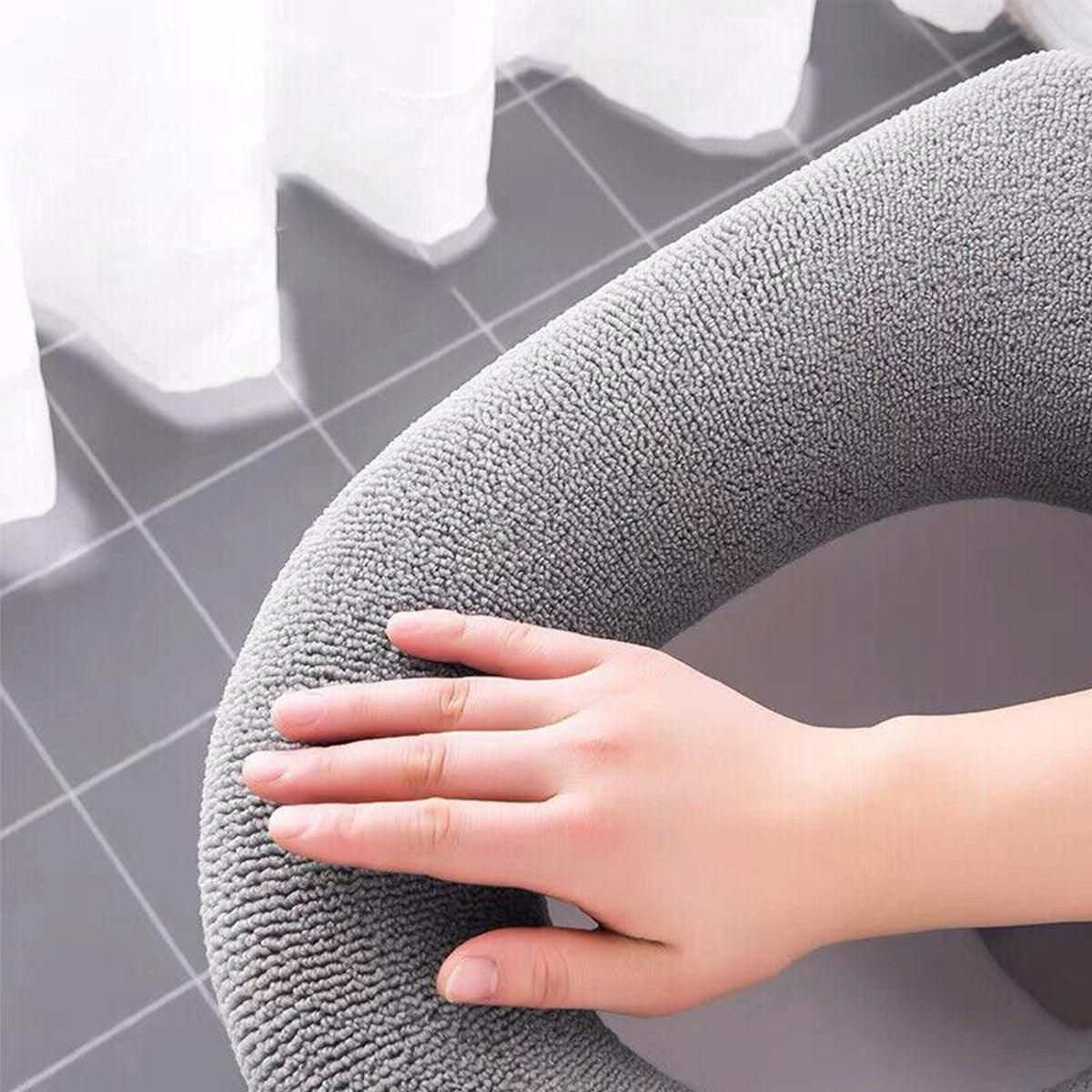Soft Toilet Seat Bathroom Washable Warmer Cushion Mat Cover Pad Hook New Lid Au - Grey โ image 4
