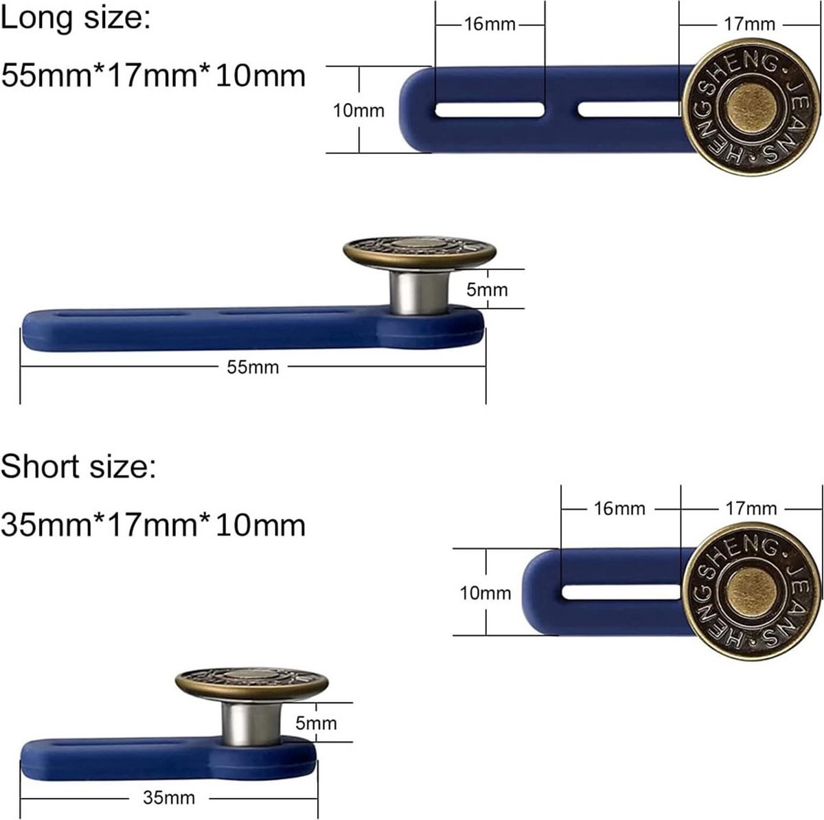 Buttonhole Extender 6 Pieces Bronze - Trouser Expander - Jeans Trouser Expander - Trouser Widening Button - Denim Extension Button - Button Extender - Reusable — image 5