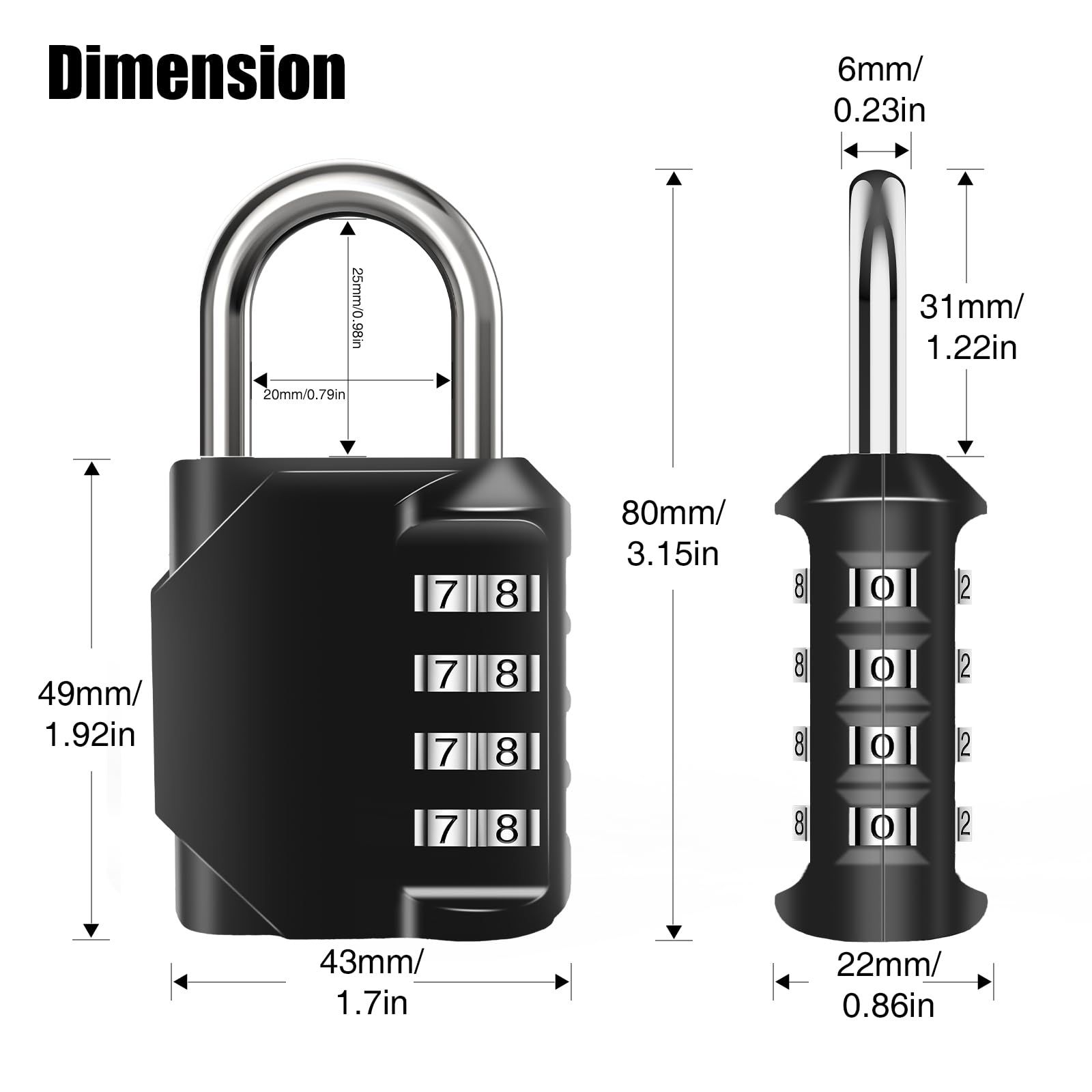 2PCS Combination Lock Waterproof 4 Digit Padlocks with Combination Code, Zinc Alloy Combination Lock for Door, Tool Boxes — image 3