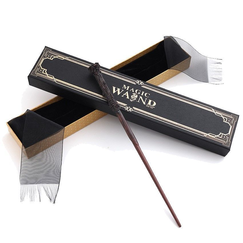 Slim Straight Resin Magic Wand With Solid Metal Core, Young Character Holiday Cosplay Decor, Style 25, Black Gold Stamping Ribbon Gift Box — image 2