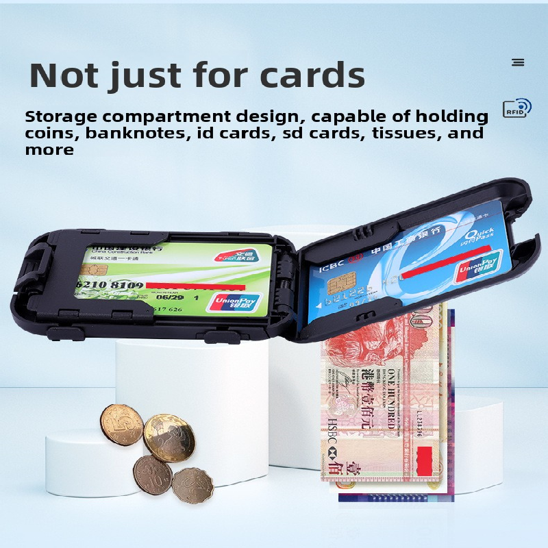 Dark grey RFID Blocking Aluminium Card Holder Wallet Waterproof Hard Shell Case with Cash Strap for Men Travel and Daily Use โ image 3